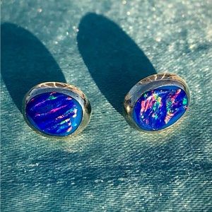 NEW 925 Sterling Silver Purple & Blue Resin Gem